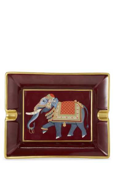 Burgundy 'Elephant' Porcelain Ashtray