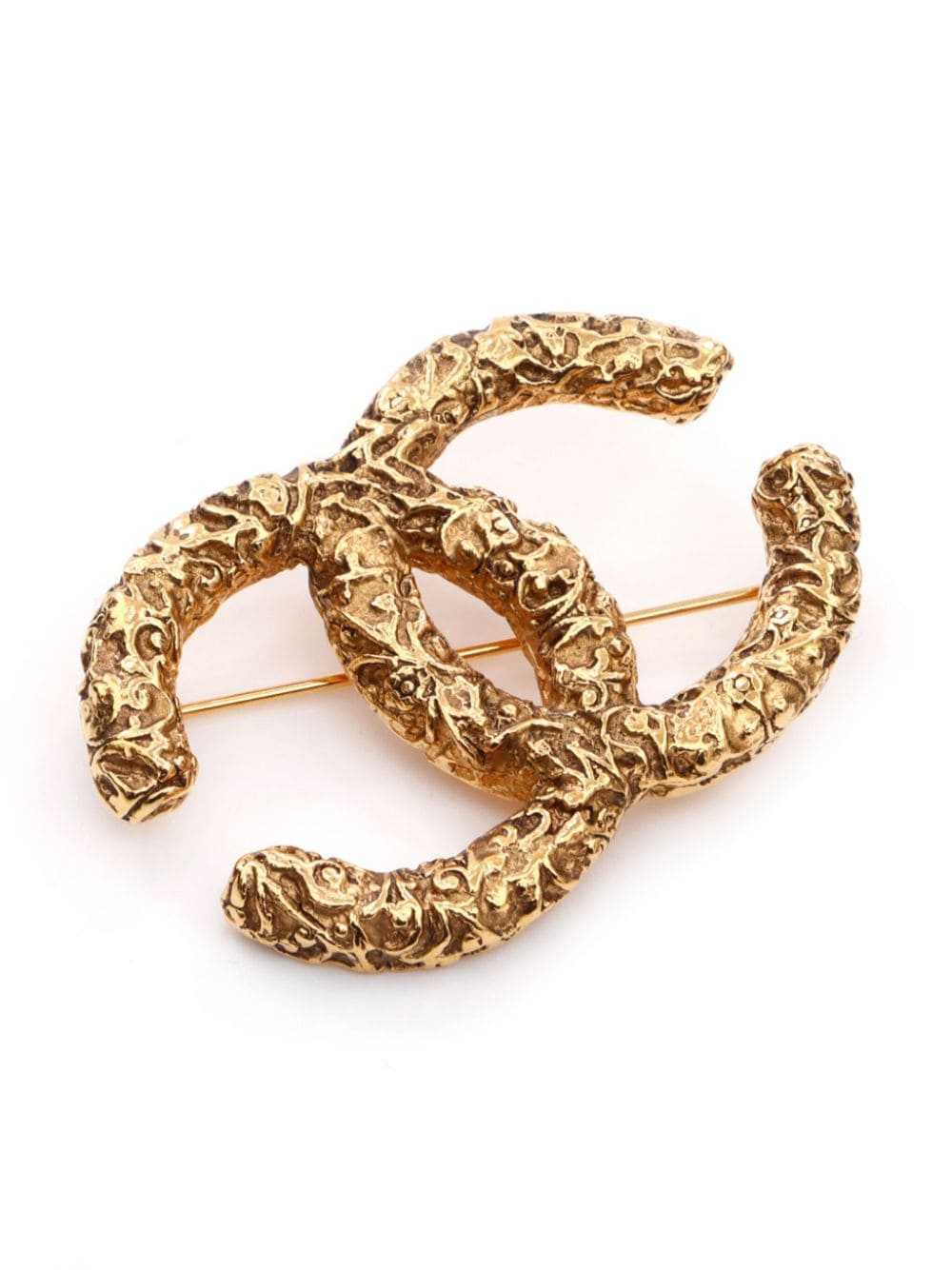 CHANEL Pre-Owned 1993 CC gold plated brooch - image 3