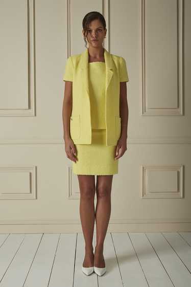 Yellow Wool Blend Three-Piece Skirt Set