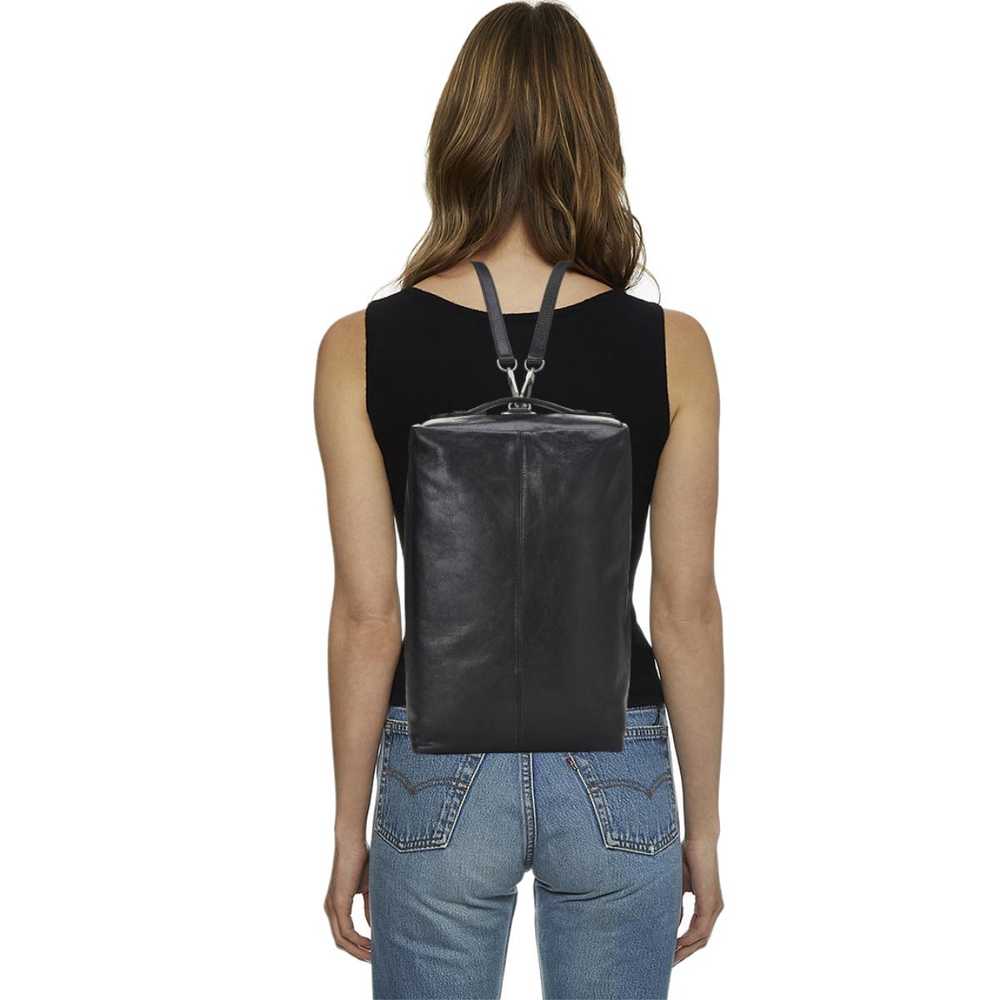 Black Leather Soft Backpack - image 2