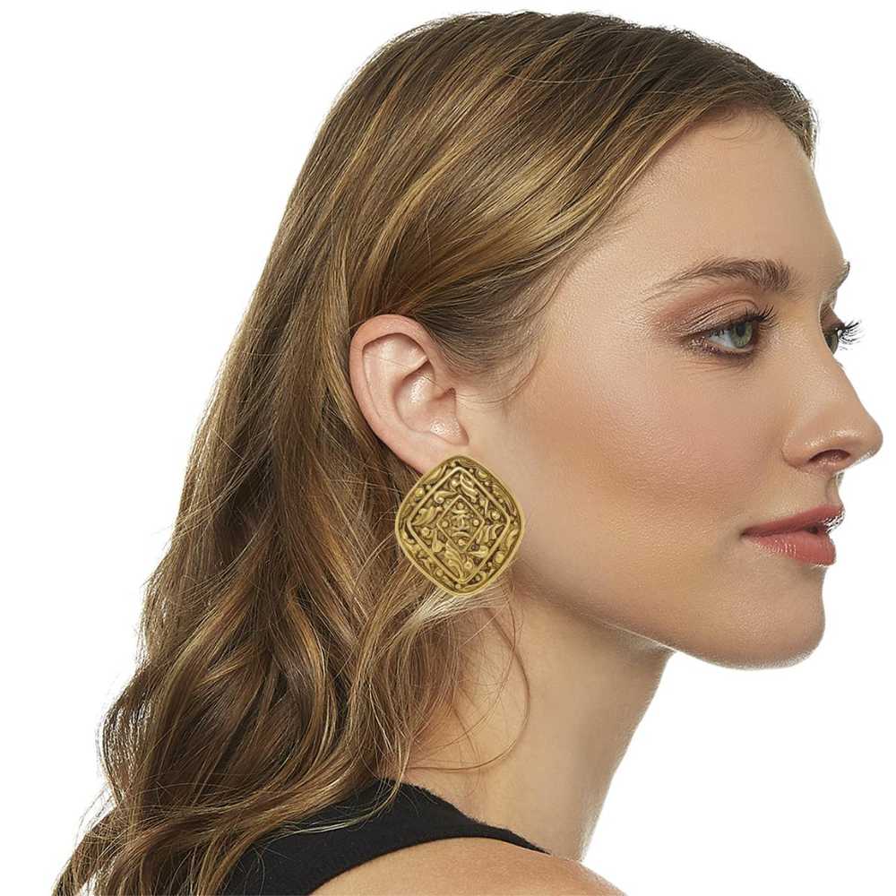 Gold Filigree 'CC' Earrings Large - image 2