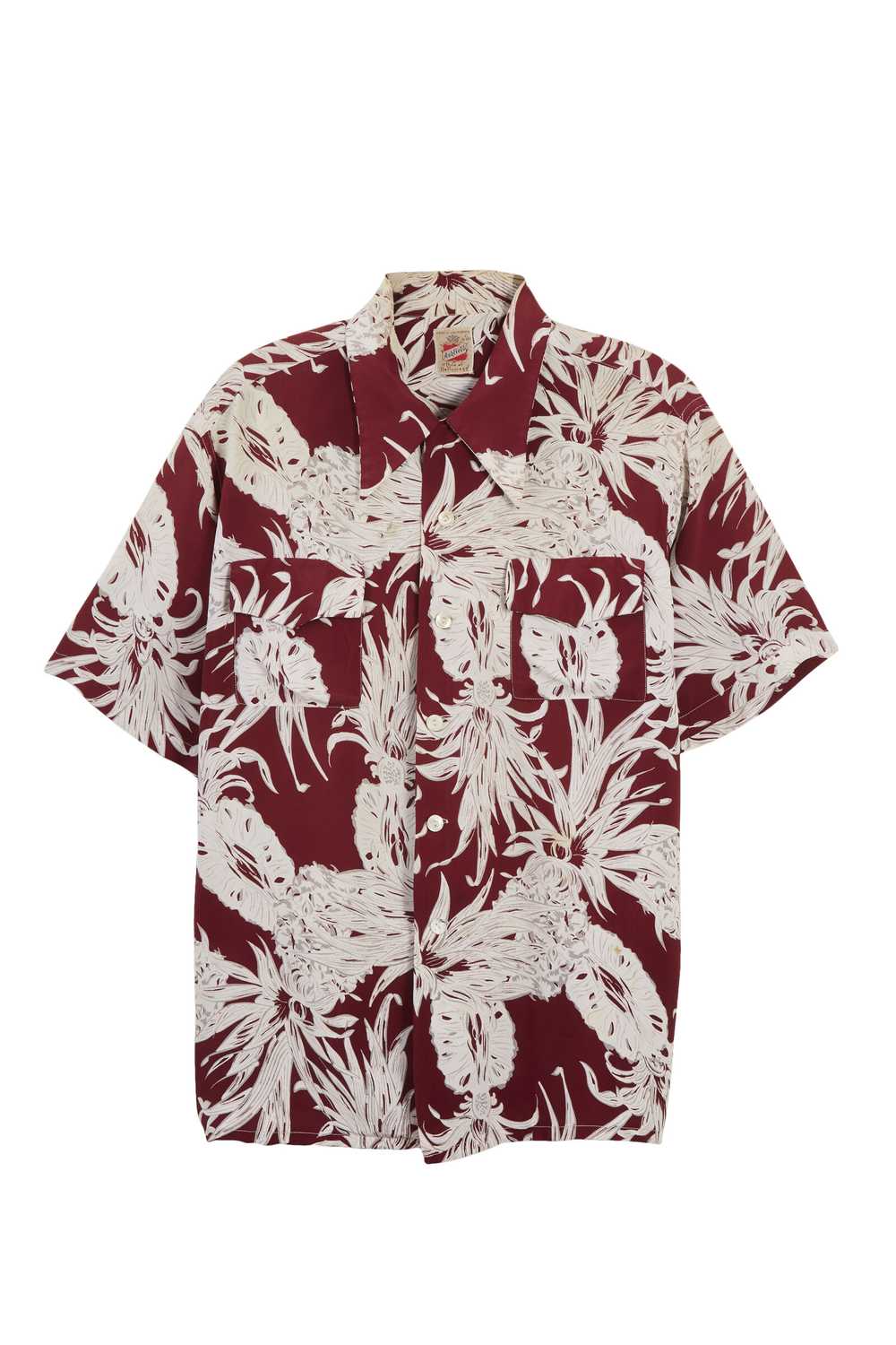 Burgundy Floral Ashfield Hawaiian Shirt - image 1