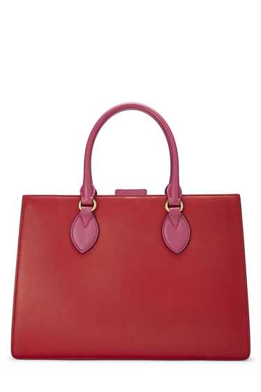 Pink & Red Leather Top Handle Tote