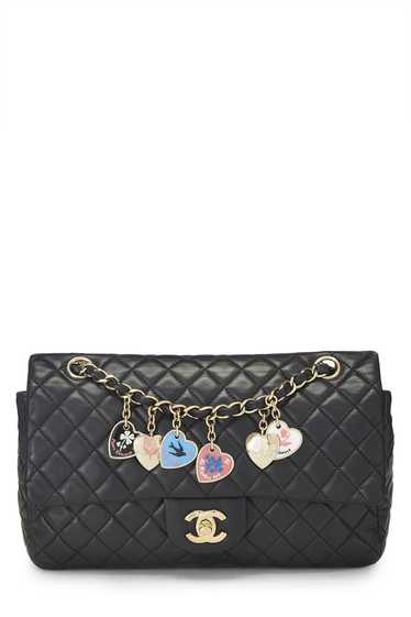 Black Quilted Lambskin Valentine Single Flap Mediu