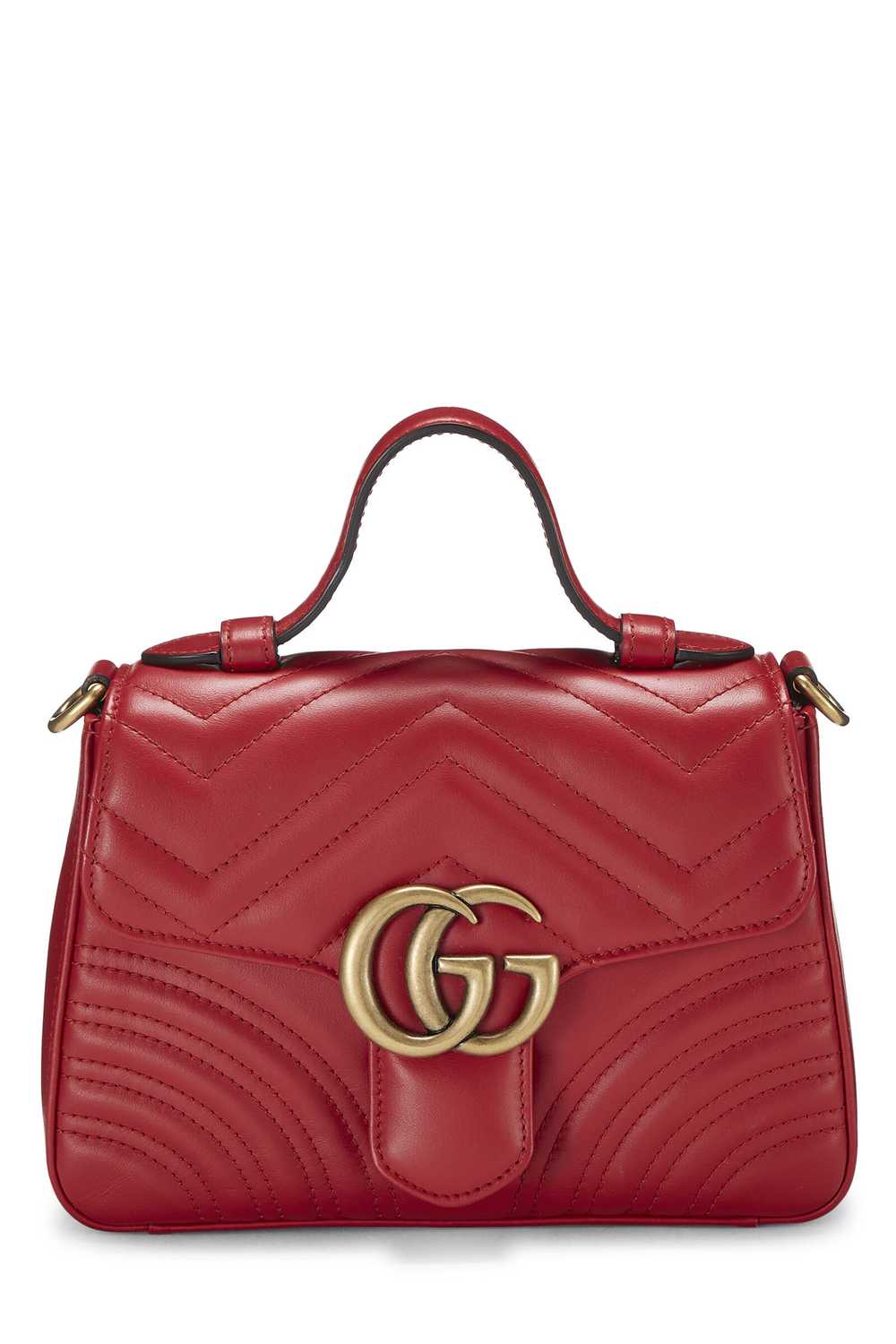 Red Leather GG Marmont Top Handle Bag Mini - image 1