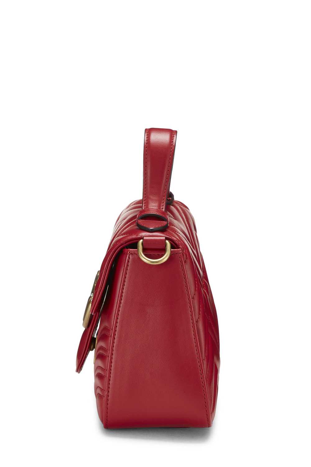 Red Leather GG Marmont Top Handle Bag Mini - image 3