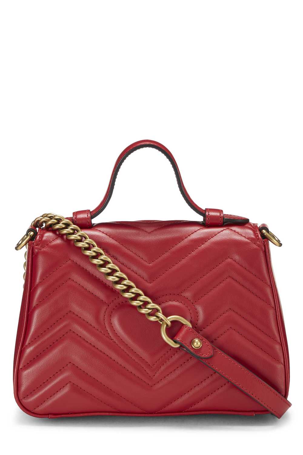 Red Leather GG Marmont Top Handle Bag Mini - image 4