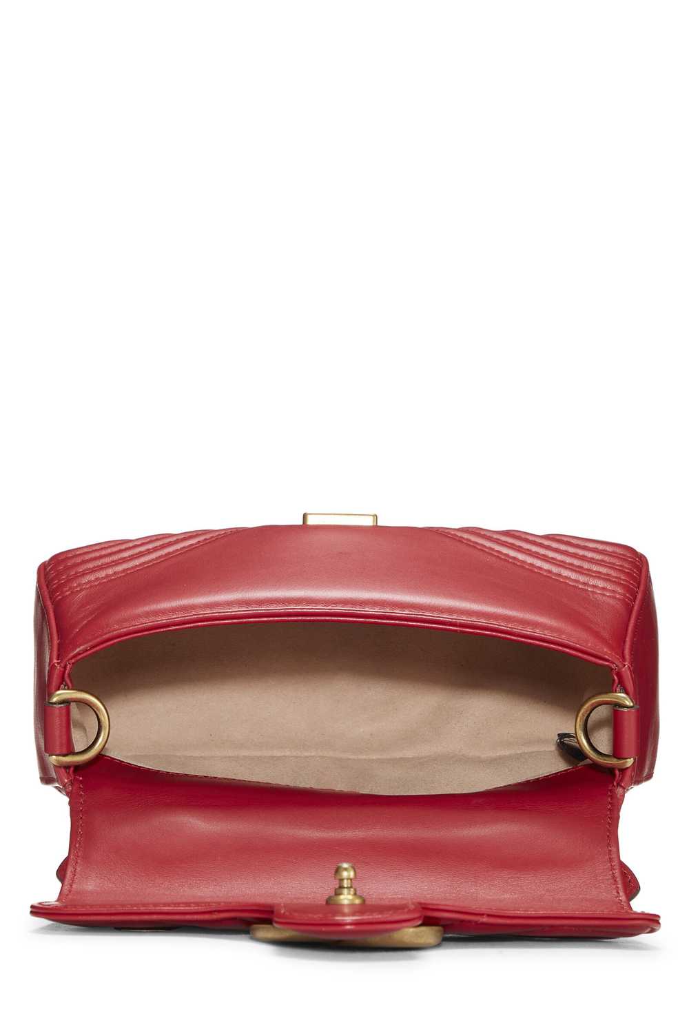 Red Leather GG Marmont Top Handle Bag Mini - image 6