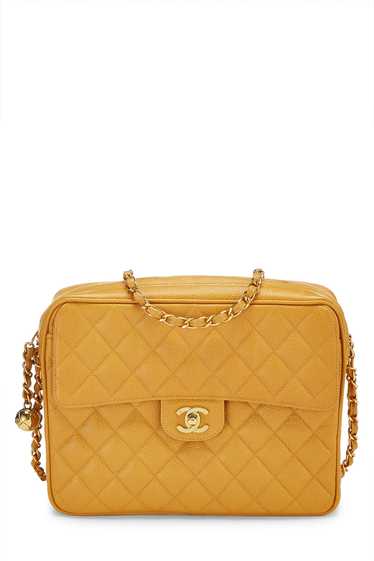 Yellow Quilted Caviar Pocket Camera Bag Large