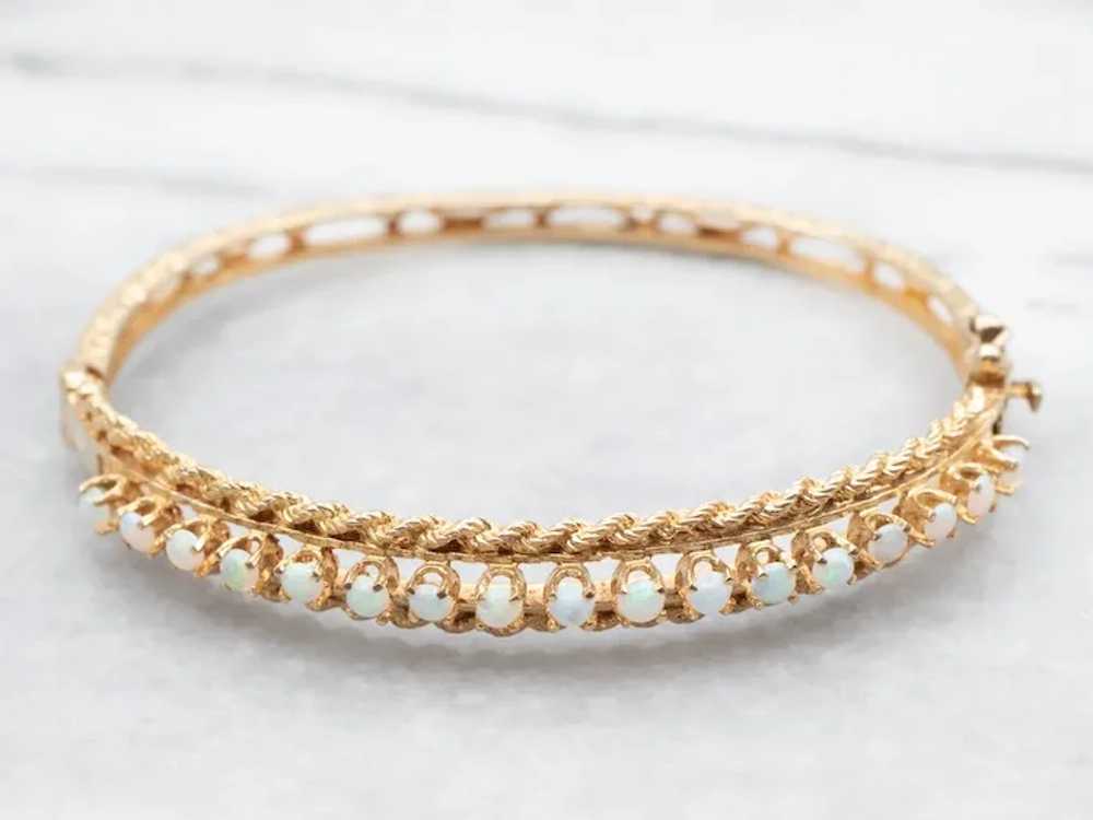 Twisting 14-Karat Gold and Opal Bangle Bracelet - image 2