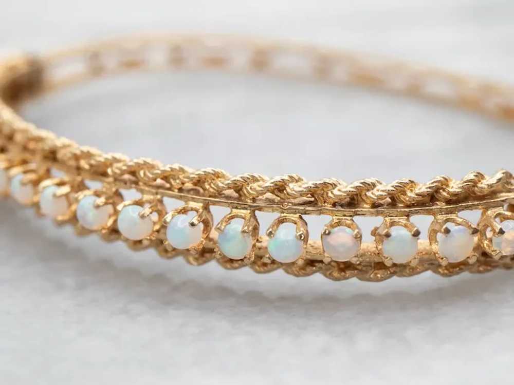 Twisting 14-Karat Gold and Opal Bangle Bracelet - image 3