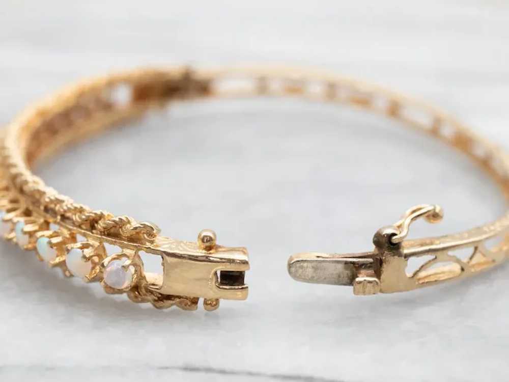 Twisting 14-Karat Gold and Opal Bangle Bracelet - image 4