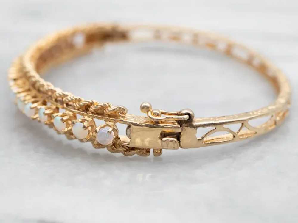 Twisting 14-Karat Gold and Opal Bangle Bracelet - image 5