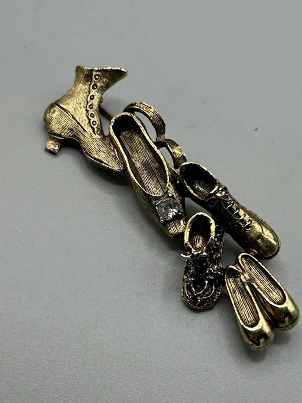 Vintage Shoes Brooch Shoe Collector Jewelry Brush… - image 2