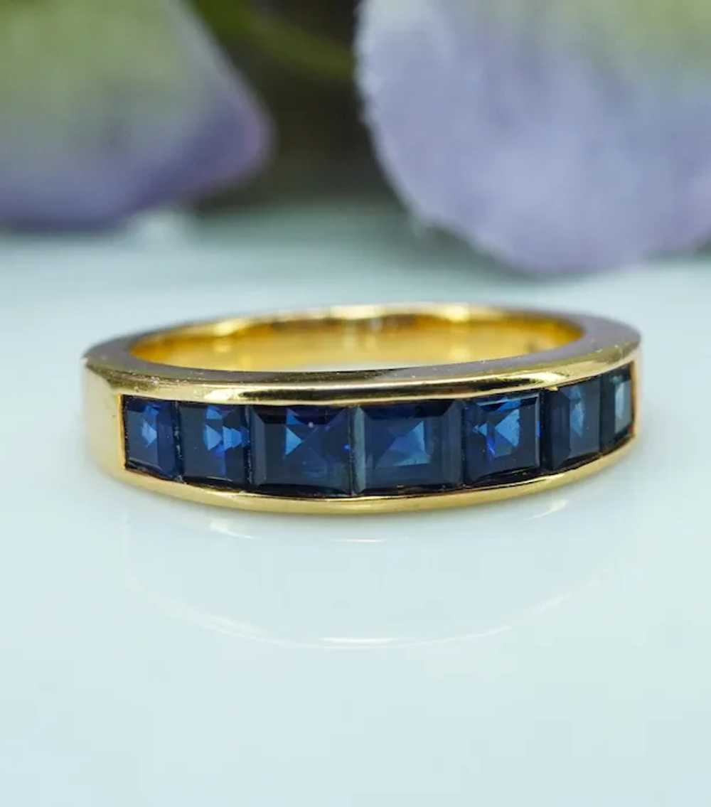 Vintage OSCAR HEYMAN Sapphire Anniversary Ring Ba… - image 2