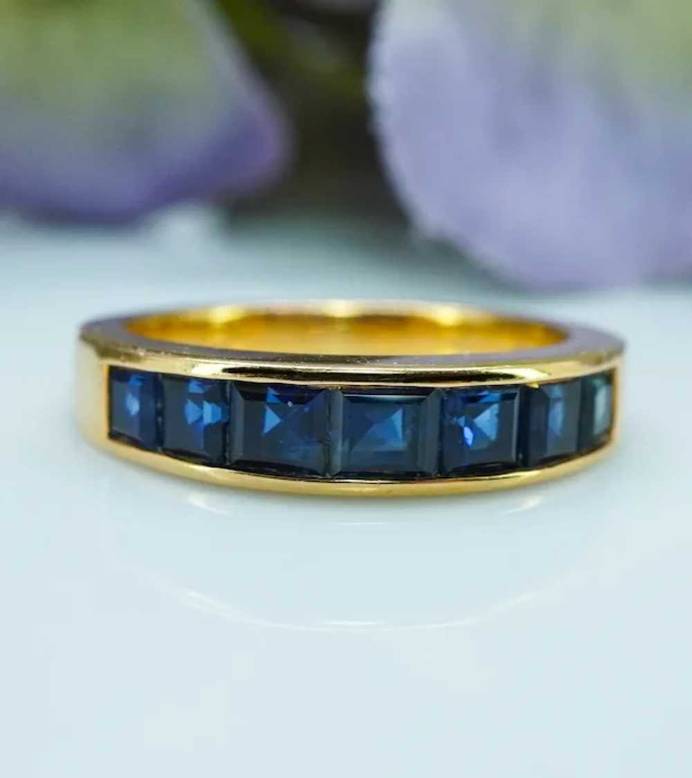 Vintage OSCAR HEYMAN Sapphire Anniversary Ring Ba… - image 3