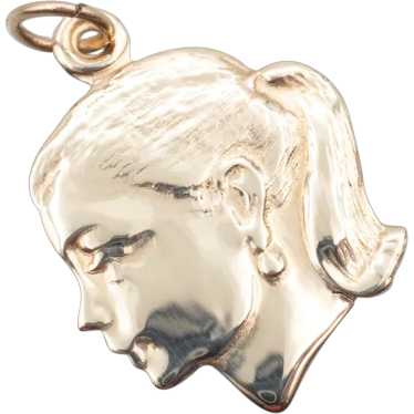 Young Lady in Profile 14-Karat Gold Pendant