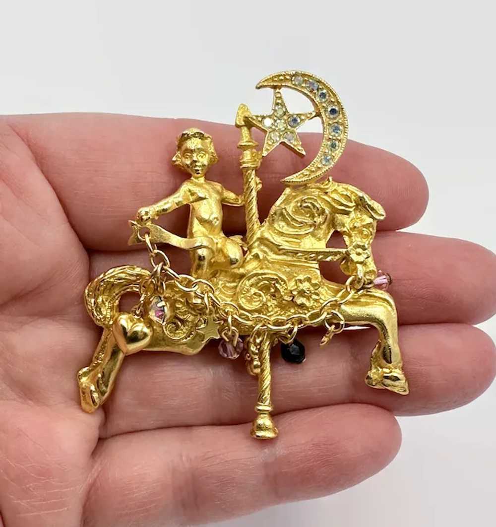 Kirks Folly Brooch, Carousel Horse, Moon, Star, C… - image 2