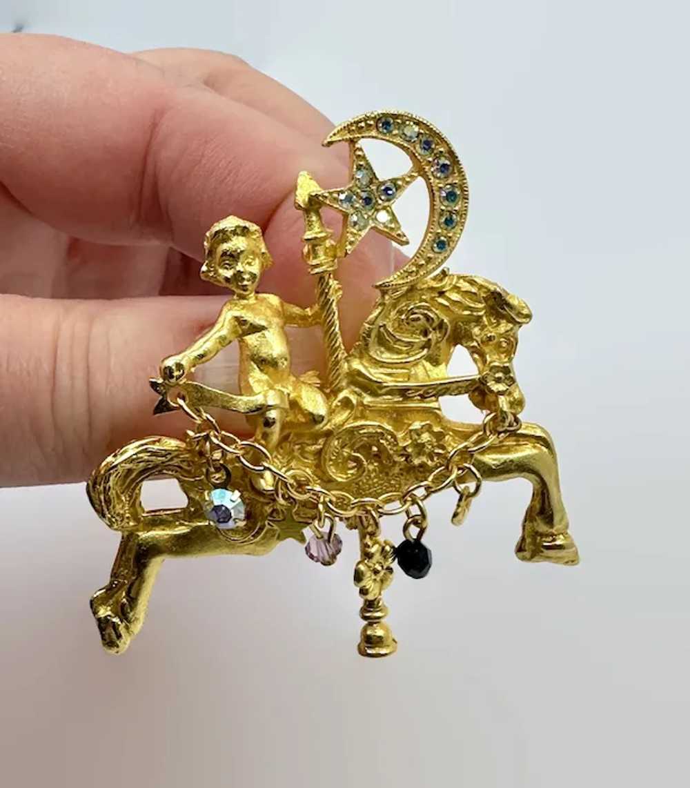 Kirks Folly Brooch, Carousel Horse, Moon, Star, C… - image 3