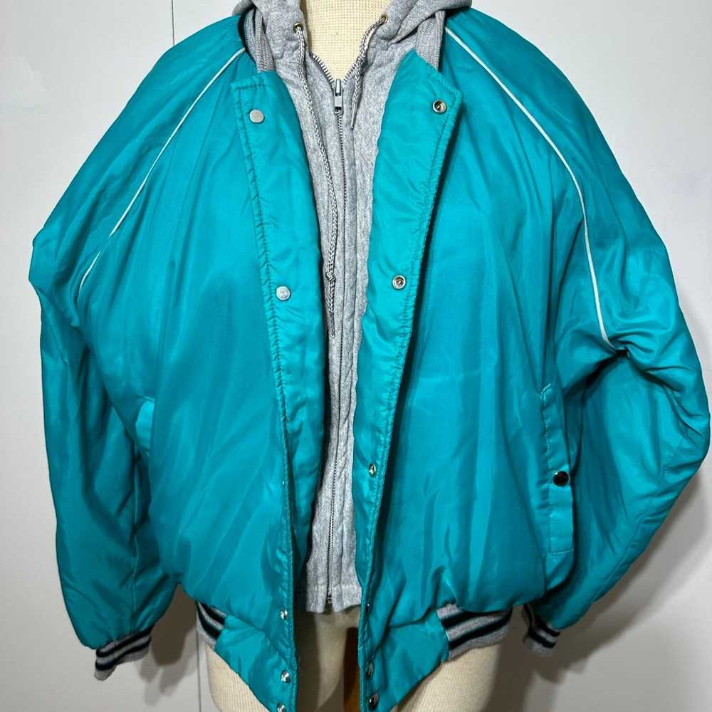 Vintage fleece hooded men’s jacket Snap Up Bomber… - image 1