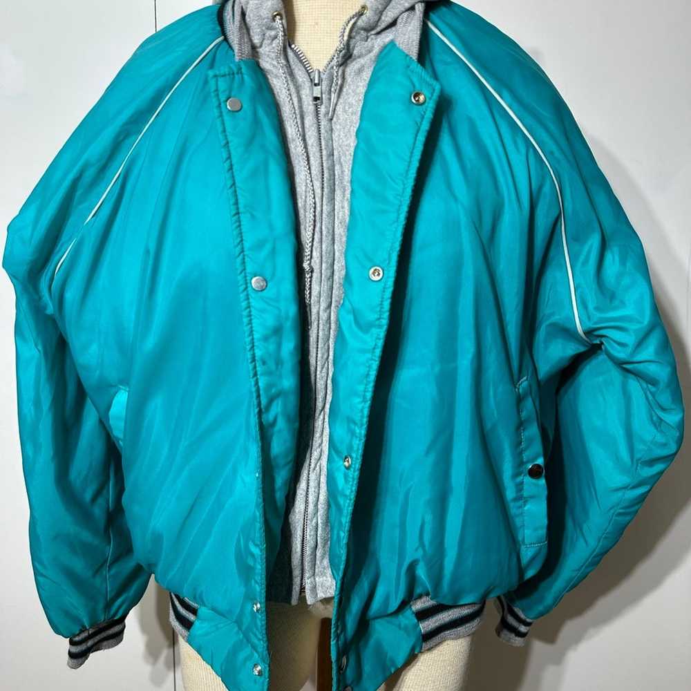 Vintage fleece hooded men’s jacket Snap Up Bomber… - image 5