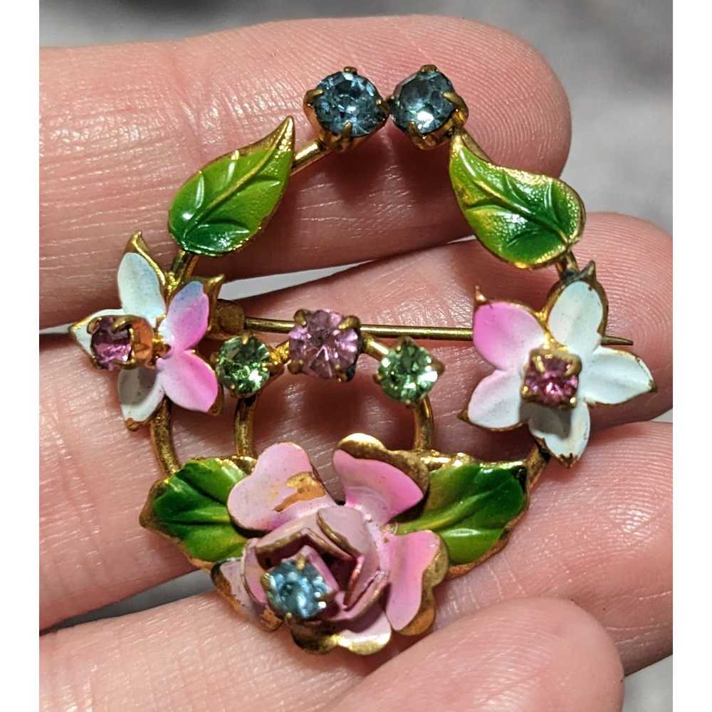 Other Vintage Austrian Floral Brooch - image 2