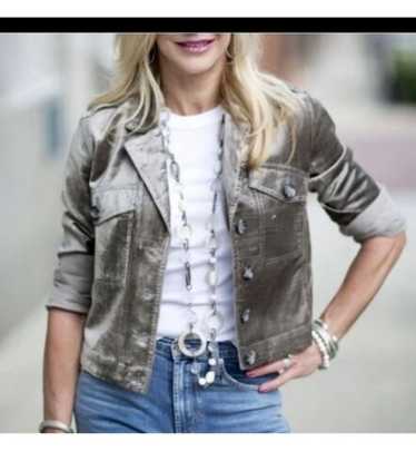 Cabi Womens Jacket Cropped Moto Sunday Topper Plat