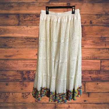 Brand One Size Crochet Multi-Color Hem Maxi Skirt - image 1