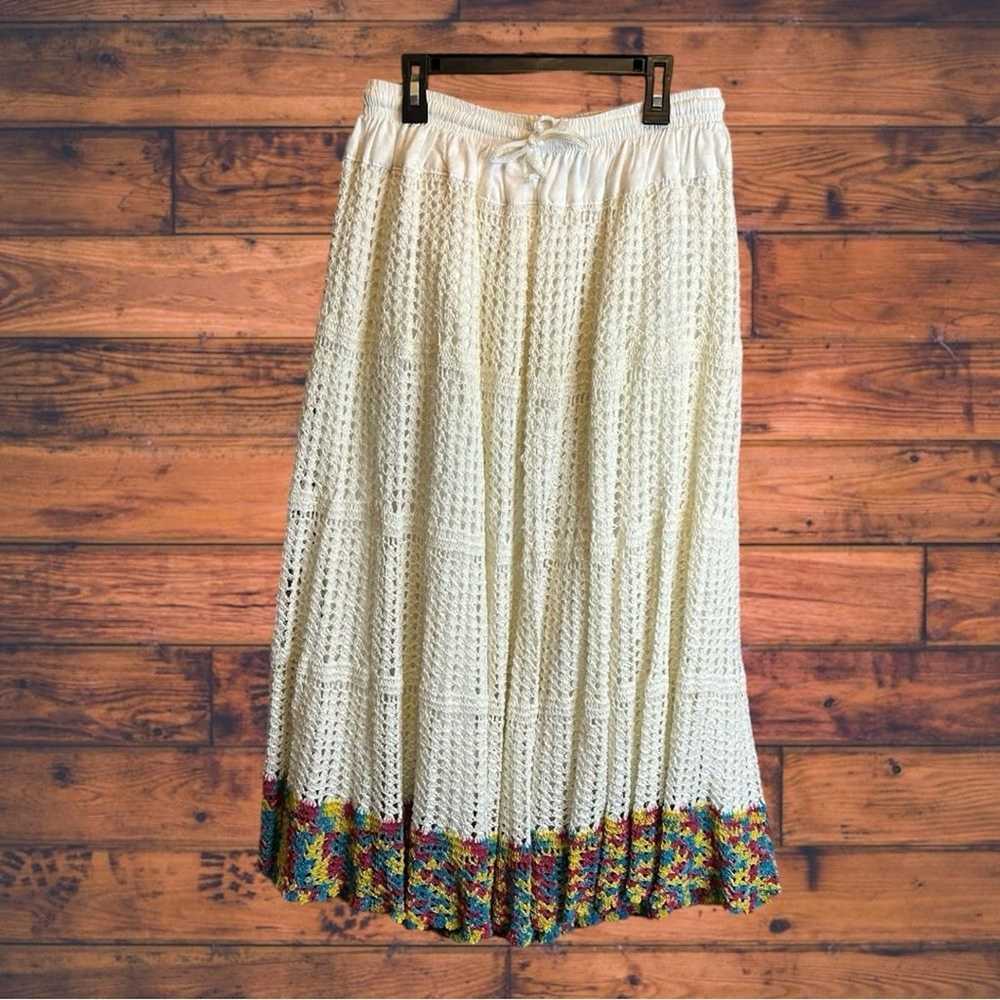 Brand One Size Crochet Multi-Color Hem Maxi Skirt - image 2