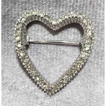 Other Vintage Jomaz Silver Rhinestone Heart Brooch