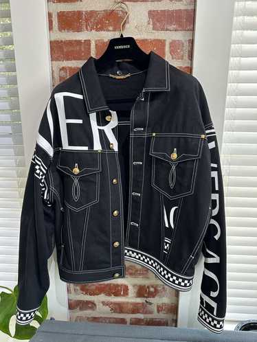 Versace Versace Checker Logo Black Denim Jacket