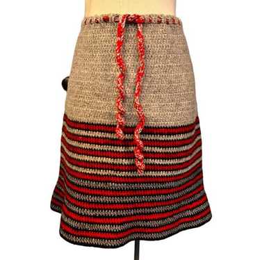 Handmade VTG Handmade Crocheted Striped A Line Sk… - image 1