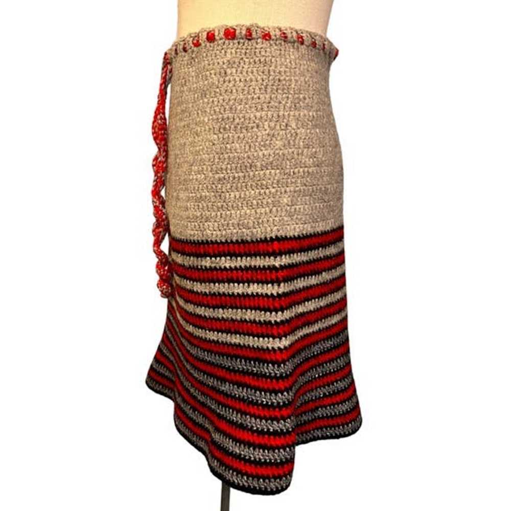 Handmade VTG Handmade Crocheted Striped A Line Sk… - image 2