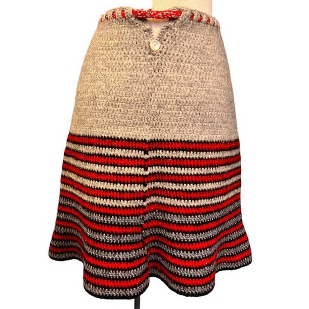 Handmade VTG Handmade Crocheted Striped A Line Sk… - image 3