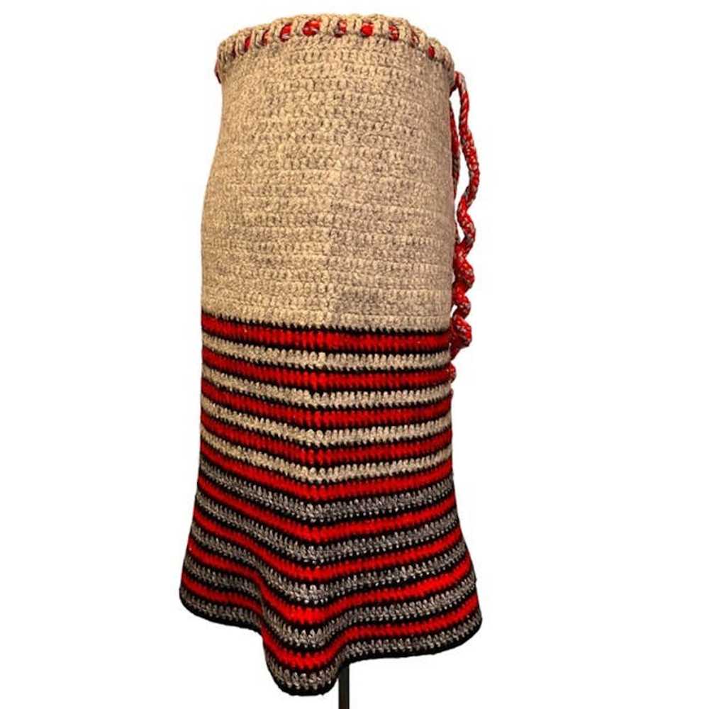 Handmade VTG Handmade Crocheted Striped A Line Sk… - image 4