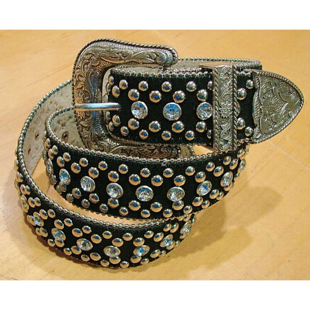 Guess Guess Womens Black Studded Rhinestones Embo… - image 1