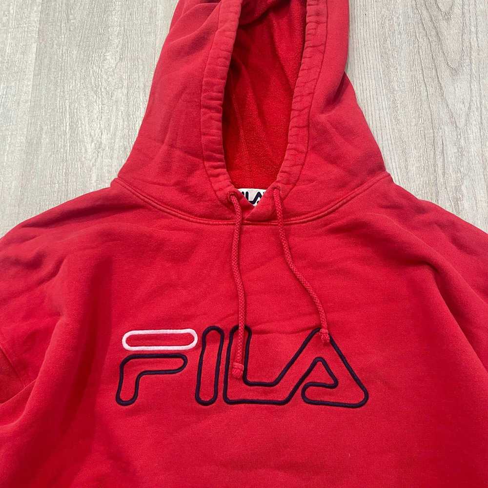Fila VINTAGE 90s Fila Spellout Boxy Fit Hooded Sw… - image 3