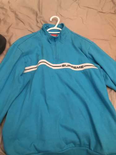 Supreme Supreme Half Zip Warm Up Sweater Blue - image 1