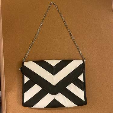 Vintage Chicos chevron purse chain handle black &… - image 1