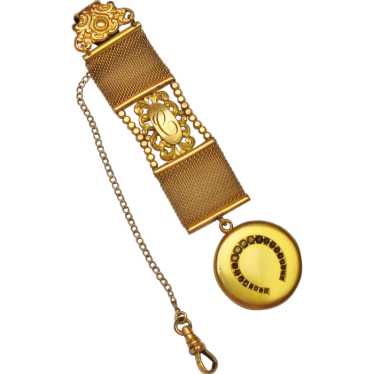 Edwardian Gold Filled Mesh Pocket Watch Chain Wit… - image 1