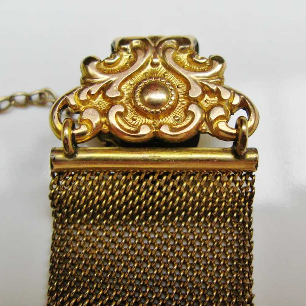 Edwardian Gold Filled Mesh Pocket Watch Chain Wit… - image 2