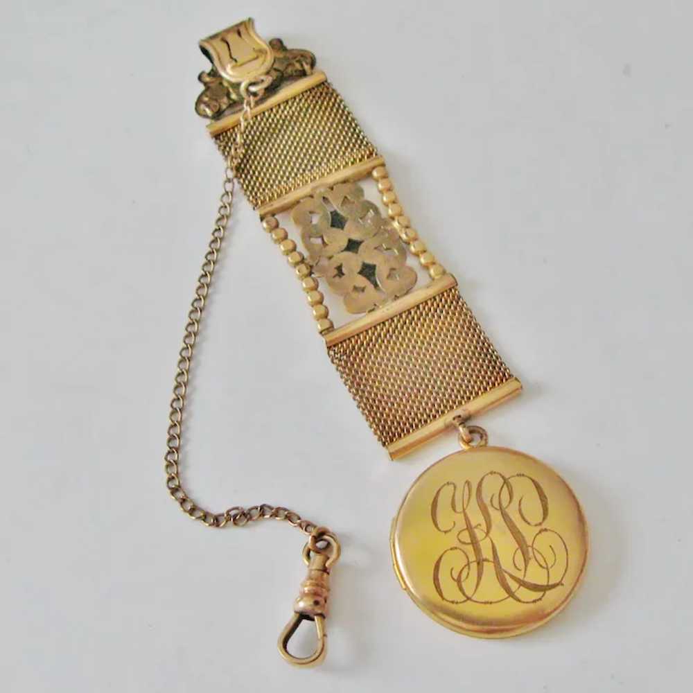 Edwardian Gold Filled Mesh Pocket Watch Chain Wit… - image 9
