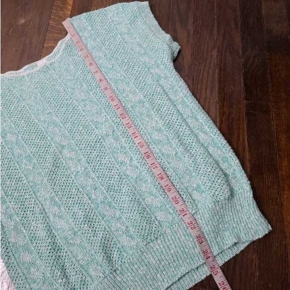 Vintage 70's 80's Light Green Knit Boho Short Sle… - image 8