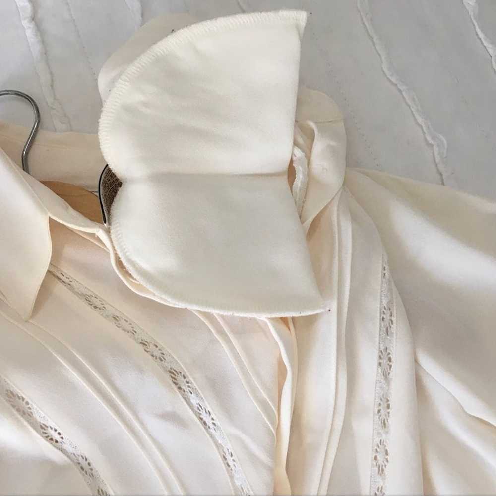 Vintage cream button down blouse womens size 12 - image 12