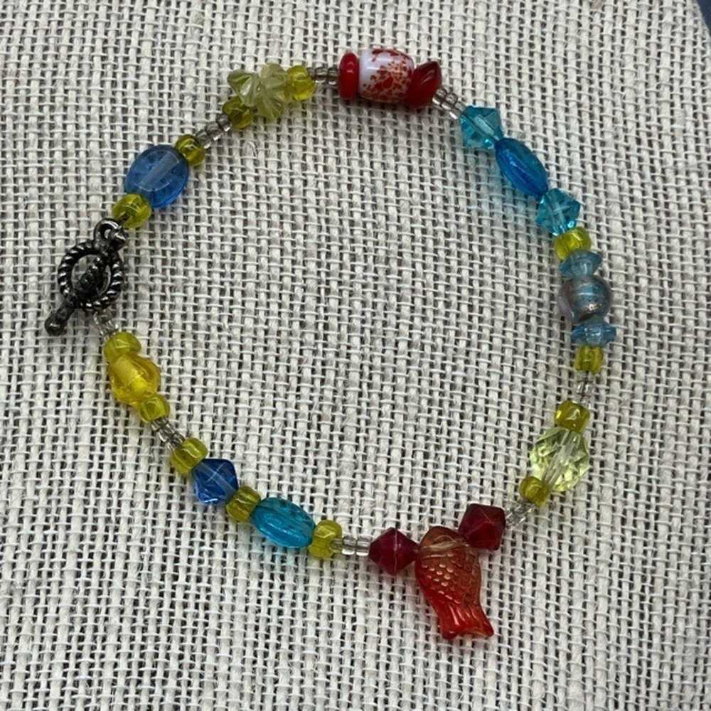 Toggle Bracelet 8 In Fish Silver Red Yellow Blue … - image 1