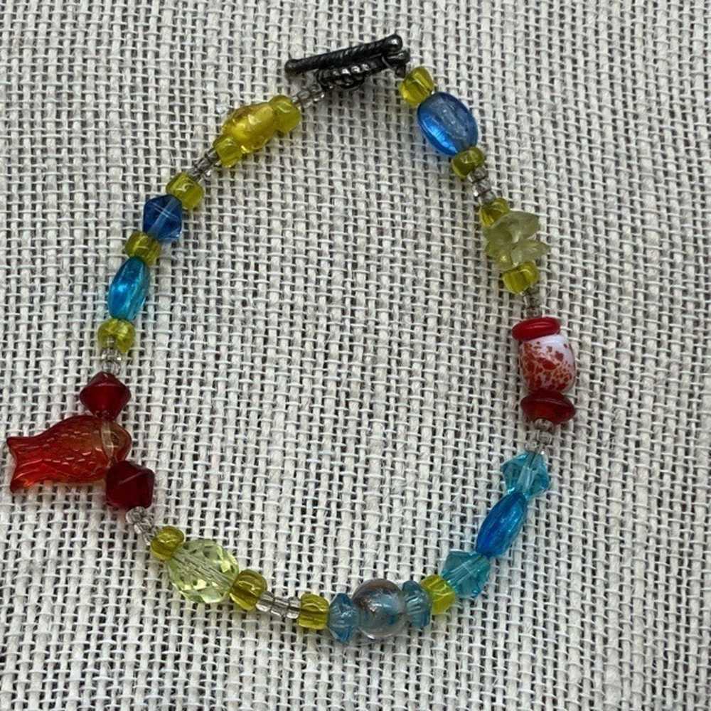 Toggle Bracelet 8 In Fish Silver Red Yellow Blue … - image 2