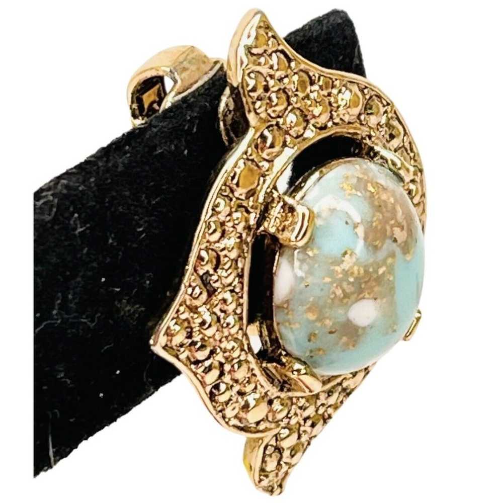 Sarah Cov SINGLE Earring Clip Gold Tone Blue Ston… - image 2