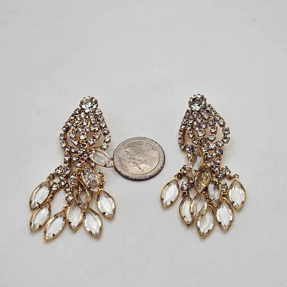 Vintage Juliana Style Clear Crystals Dangle Gold … - image 10