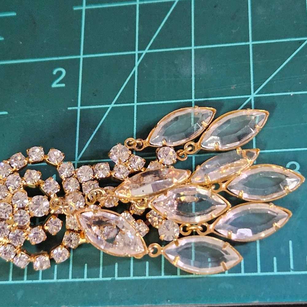 Vintage Juliana Style Clear Crystals Dangle Gold … - image 12