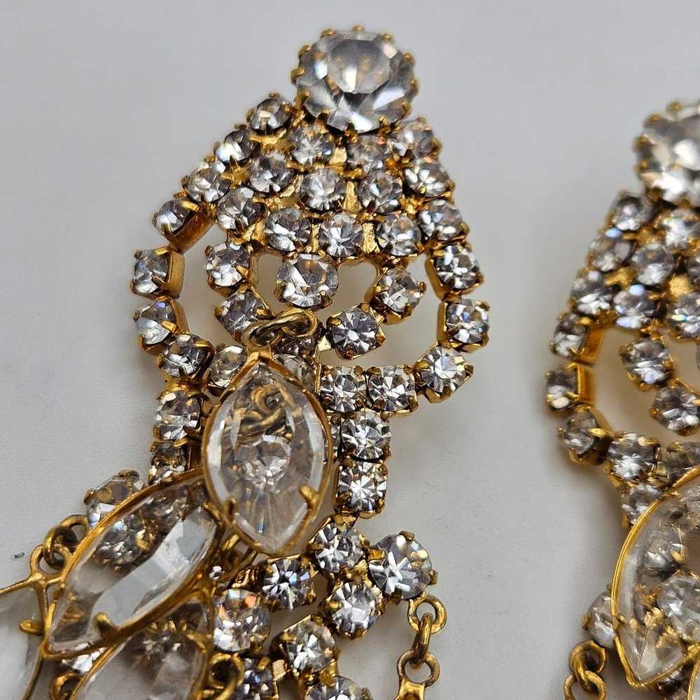 Vintage Juliana Style Clear Crystals Dangle Gold … - image 2